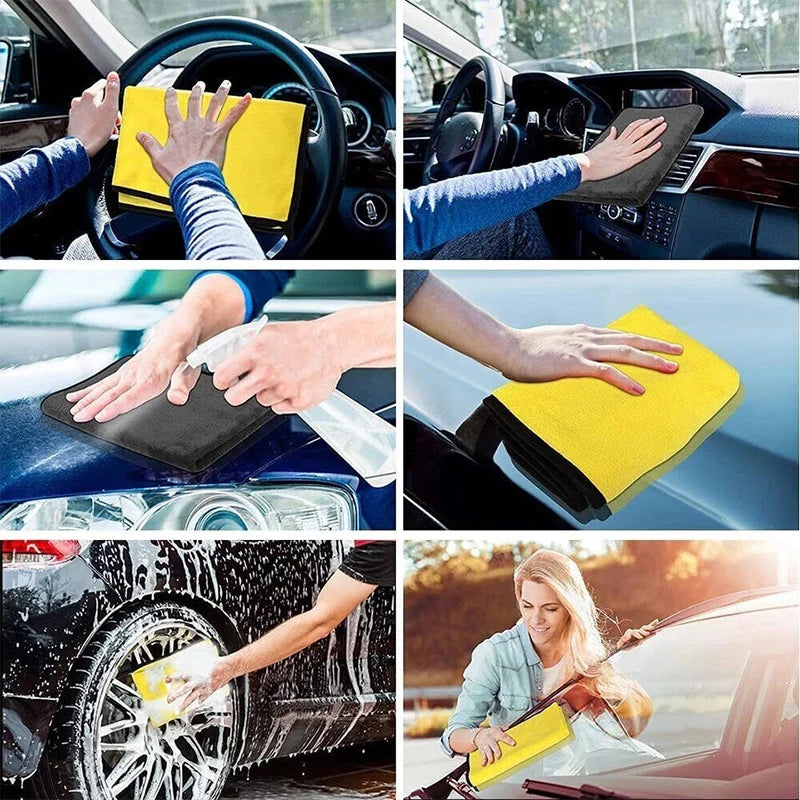 Car Wash Towel Large Size Water Absorption Microfiber Plush Cleaning Car Drying Cloth Double-Sided Soft Vehicle Care Cloth