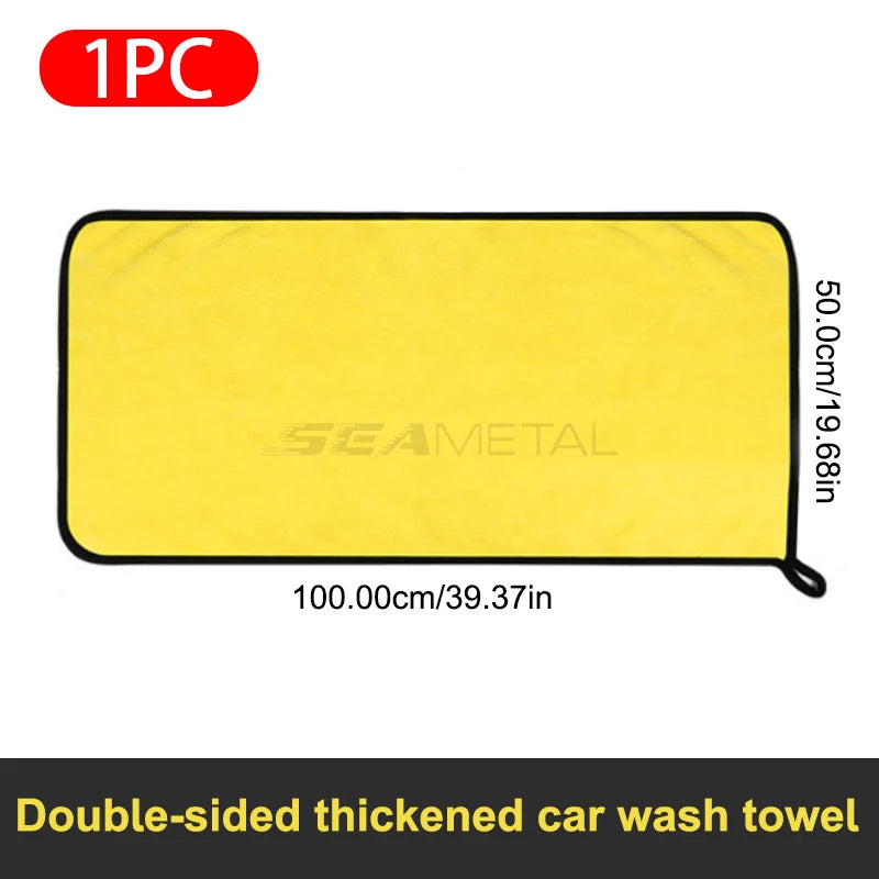 Car Wash Towel Large Size Water Absorption Microfiber Plush Cleaning Car Drying Cloth Double-Sided Soft Vehicle Care Cloth