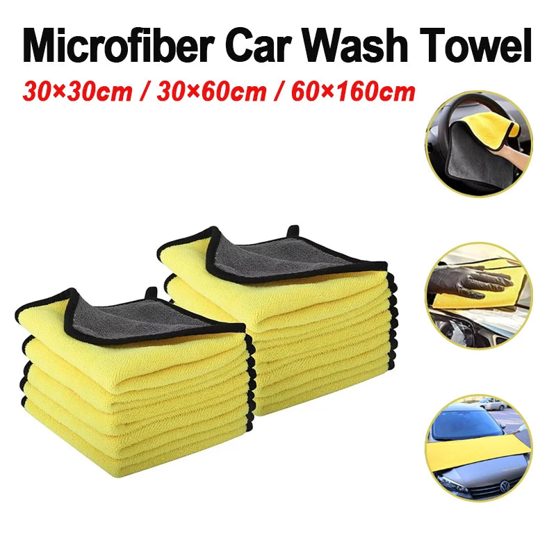 Car Wash Towel Large Size Water Absorption Microfiber Plush Cleaning Car Drying Cloth Double-Sided Soft Vehicle Care Cloth
