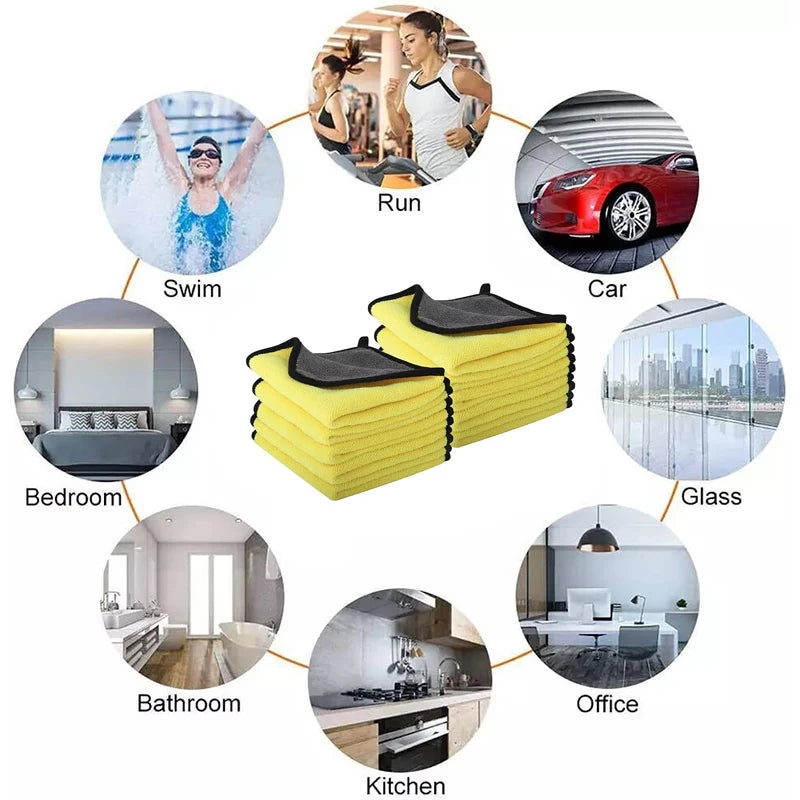 Car Wash Towel Large Size Water Absorption Microfiber Plush Cleaning Car Drying Cloth Double-Sided Soft Vehicle Care Cloth