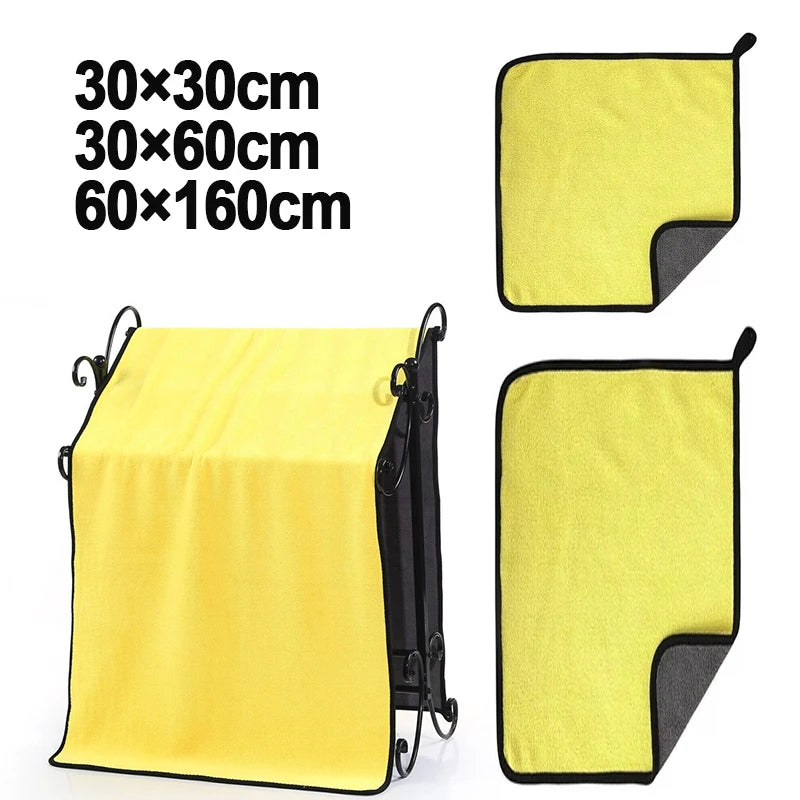 Car Wash Towel Large Size Water Absorption Microfiber Plush Cleaning Car Drying Cloth Double-Sided Soft Vehicle Care Cloth